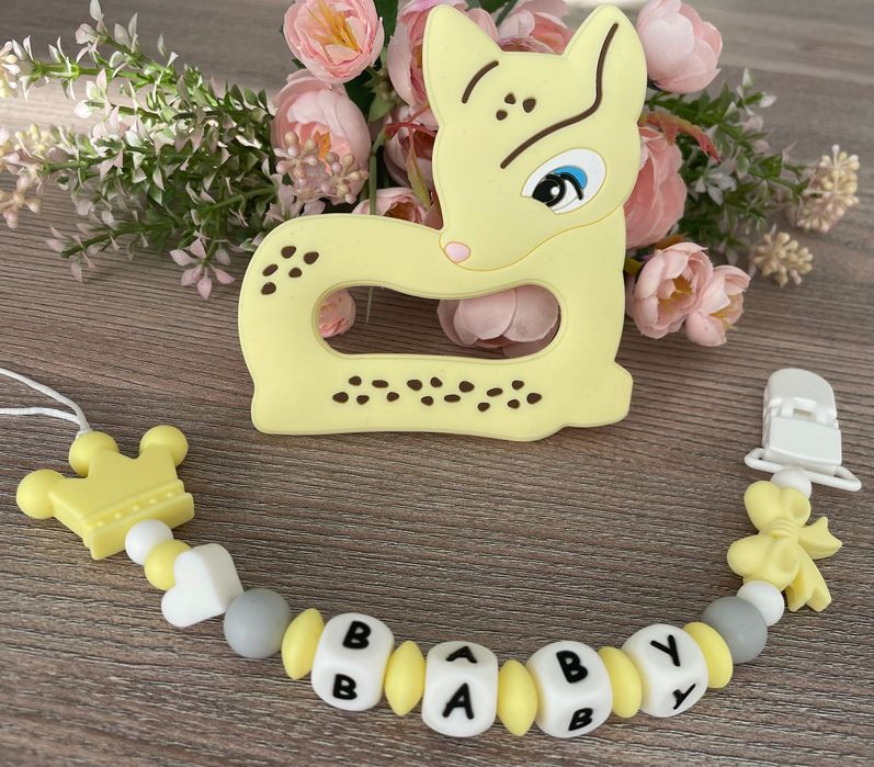 Персонален клипс за биберон с гризалка