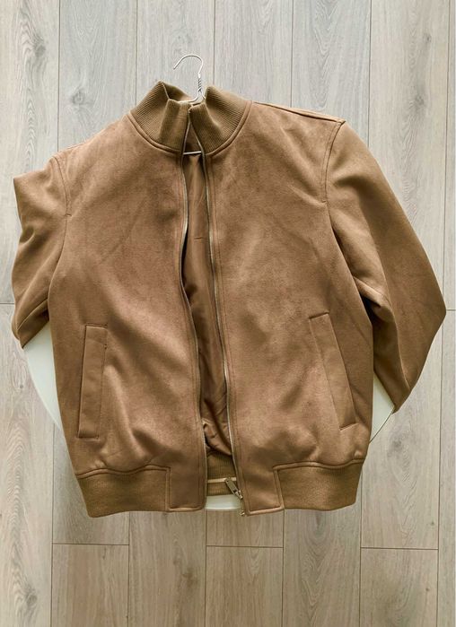 Geacă bărbați ZARA catifelată, M, maro camel, NOUĂ, Premium