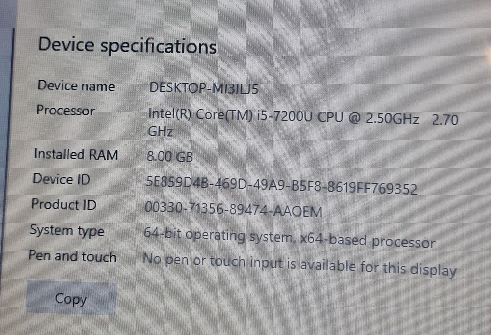 HP Notebook i5 7200U, 8 GB RAM, 1 TB HDD