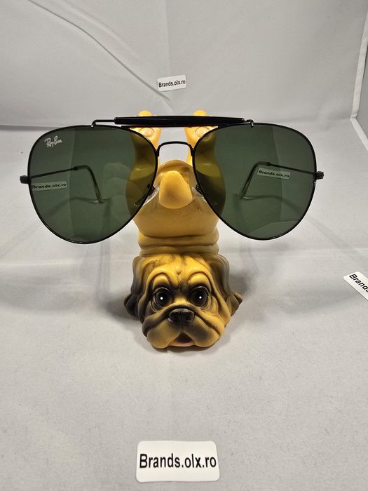 Promotie - Ochelari de soare Ray-Ban RB3030 Outdoorsman I, lentile verzi din sticla, rama neagra pilot shaped