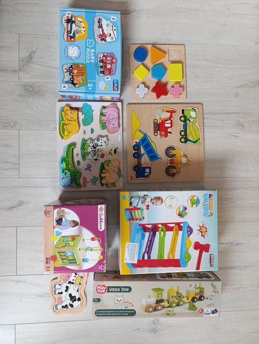 Комплект бебешки пъзели дървени играчки Goki Play Time Trefi Eichhorn