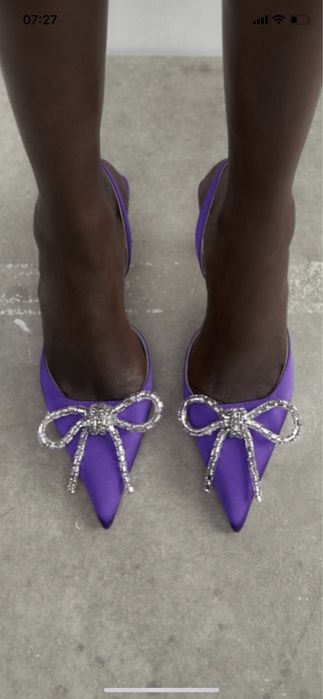 Pantofi eleganți bijuterie,Zara cu fundița din cristale