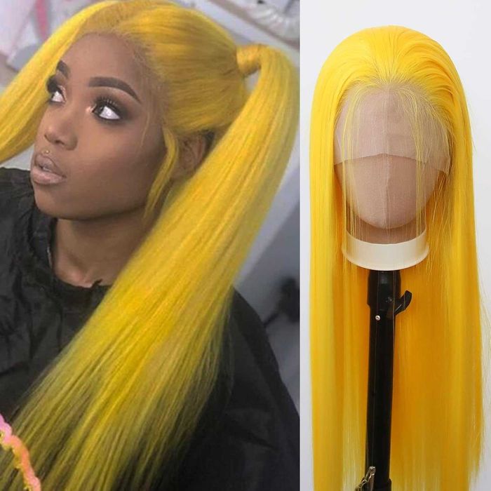 Дълга права жълта перука с дантела 13x4 – ефектен и модерен стил