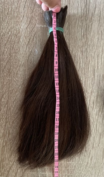 Păr natural nevopsit 25 cm, șaten deschis, coadă groasă