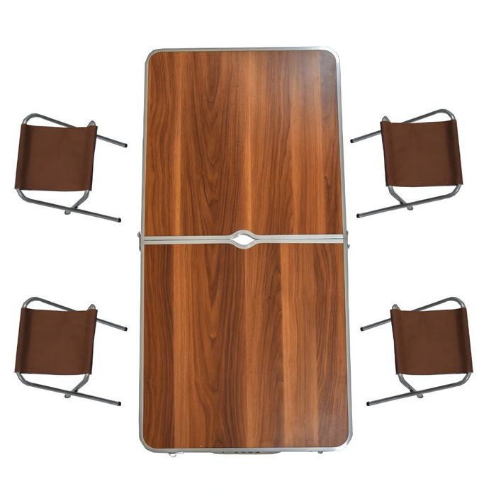 Комплект сгъваема къмпинг маса с 4 стола, Регулируема височина, Дизайн