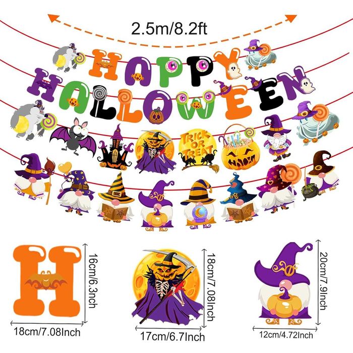 Декорации „Happy Halloween“, за Хелоуин с Тиква и Прилепи
