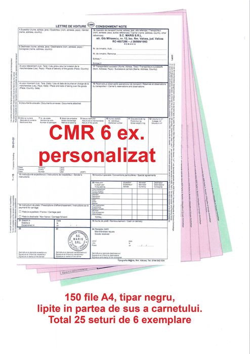 CMR-uri transport international - Scrisoare de transport - Tipizat