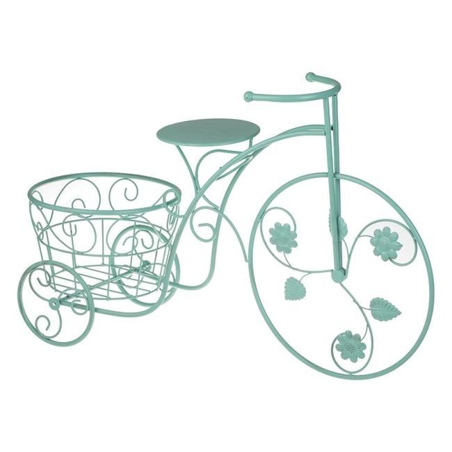 70см! Голям метален цветарник в цвят мента