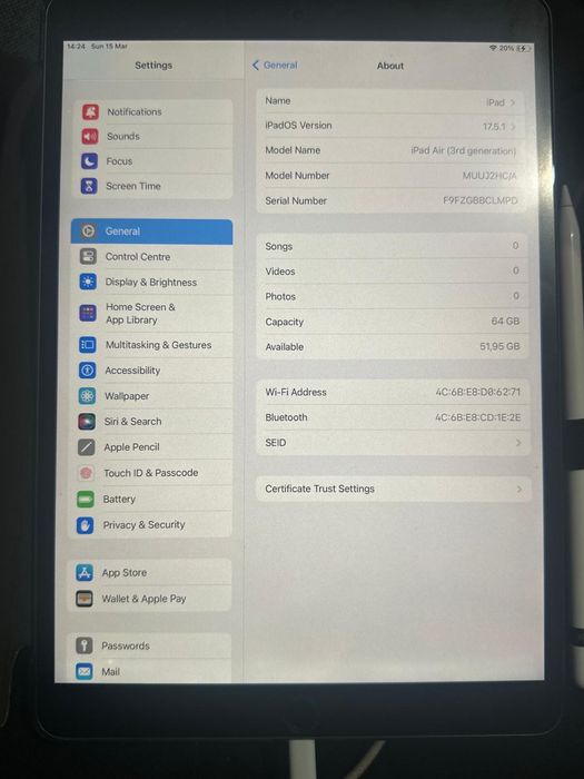 IPAD AIR a treia generatie Apple cu creion