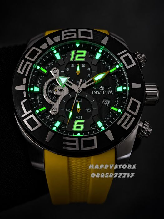 INVICTA Pro Diver Yellow strap 50 mm,. Инвикта нов мъжки часовник