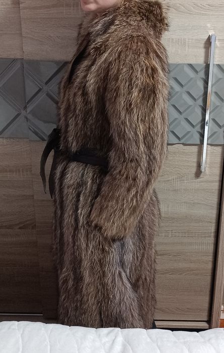 Палто сребърна лисица и кожа