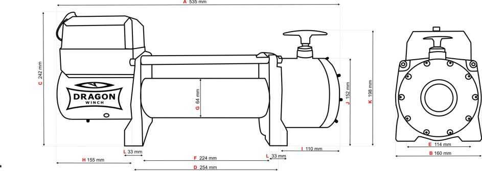 Troliu Dragon Winch 14000lbs(trage 6360kg) la 24V