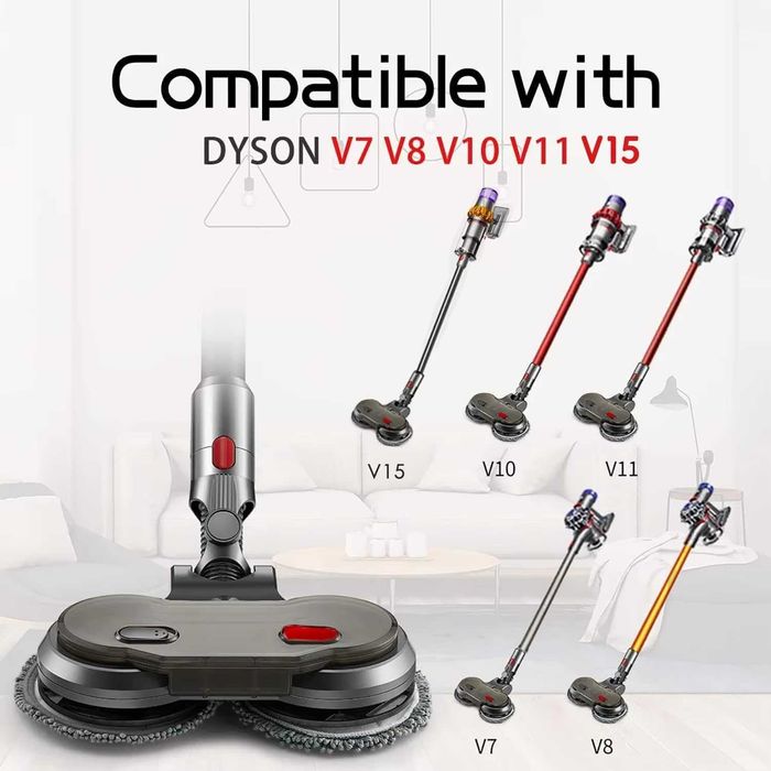 Електрическа приставка Моп за Dyson V7 V8 V10 V11 V15 (с 6 кърпи)