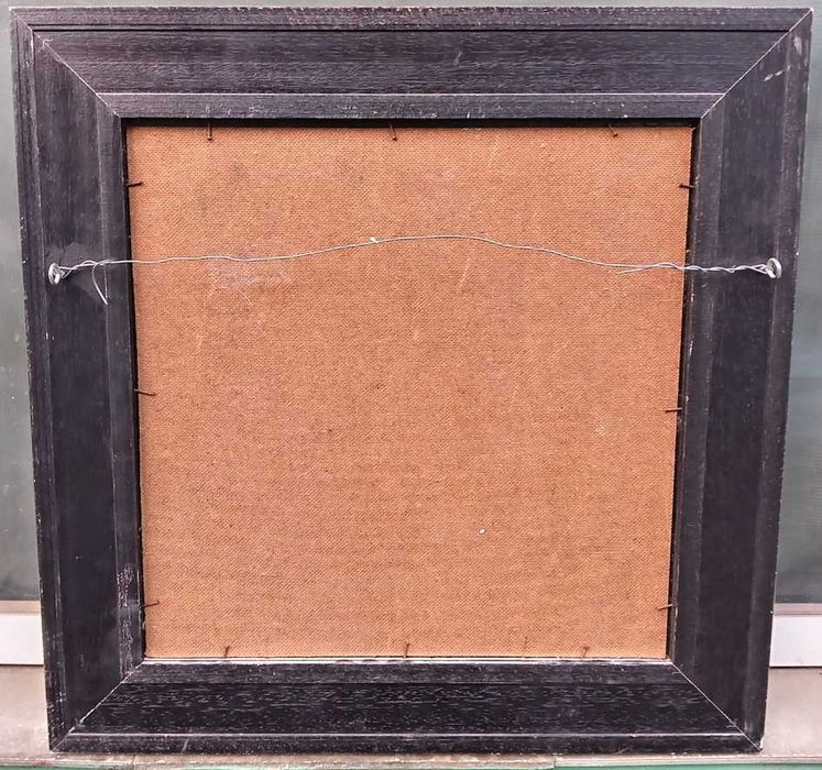 Tablou vechi - peisaj rural cu biserica - semnat Baba