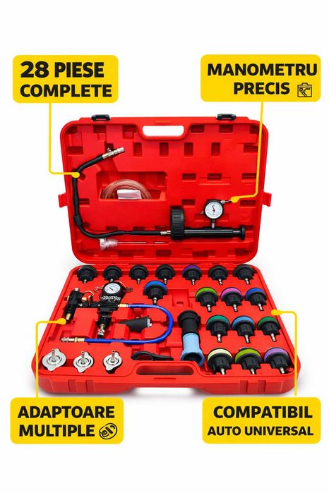 Set testare presiune radiator 28 piese profesional auto