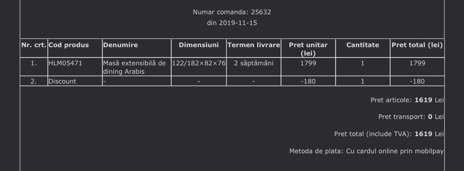 Masa dining extensibila