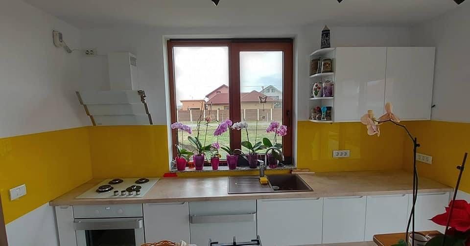 Sticla colorata/vopsita, pentru bucatarii, baie, office, etc.