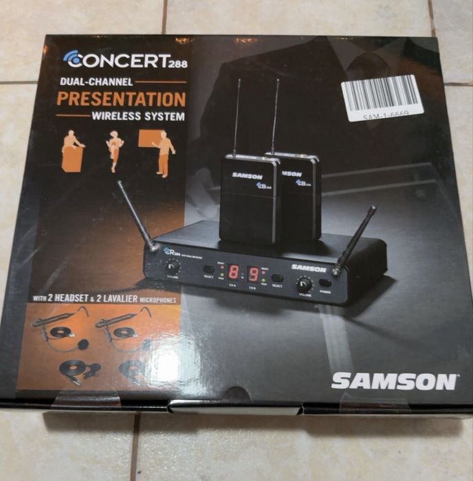 Samson Concert 288 Presentation Wireless Dual Headset Lavaliera UHF Profesional Nou Sigilat 2 bodypack-uri 2 microfoane headset HS5 2 lavaliere LM5