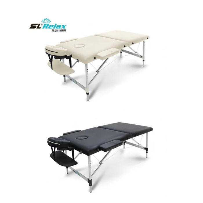 Массажный стол складной Aluminium,Черный и бежевый