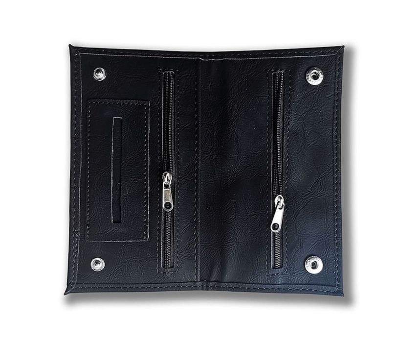 ПРОМОЦИЯ   Калъф за тютюн, Кожен, Закопчаване тик-так, Черен, 16 х 9