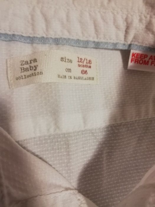 Vand camasi albe Zara Baby, bumbac, marimile 74 cm și 86 cm