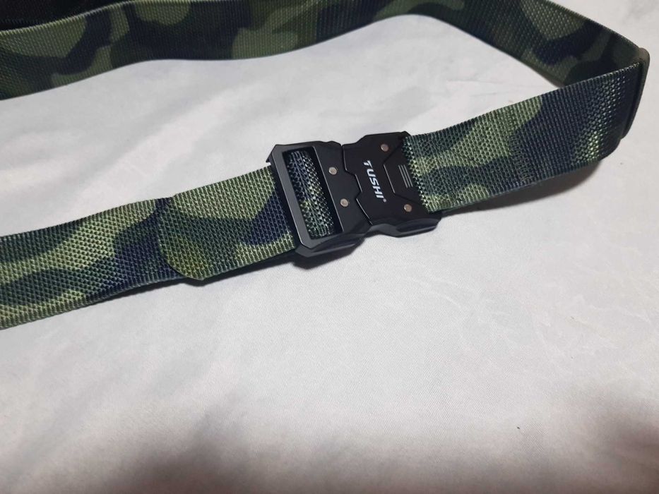 мъжки колан с автоматична метална тока TUSHI, черен , камуфлаж