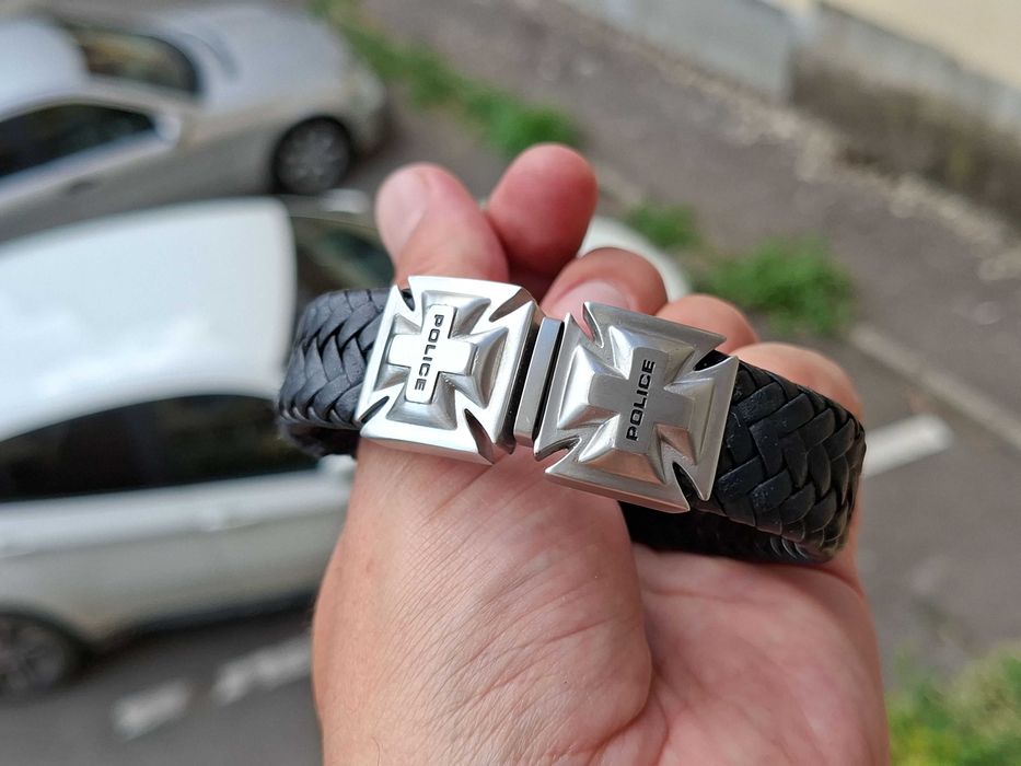 bratara piele inox Police cruce malteza