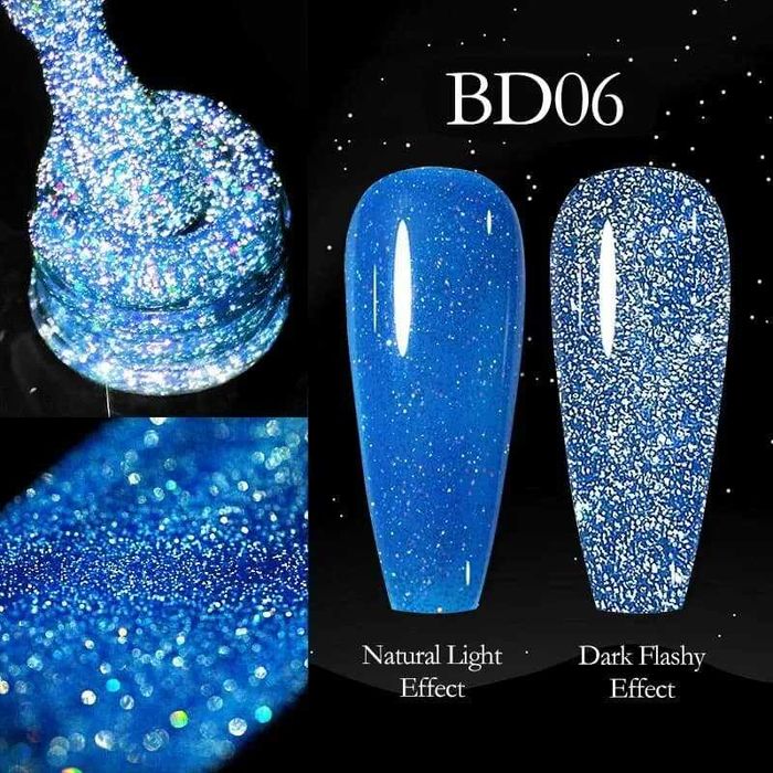 Venalisa светещ блестящ гел лак неон / серия Reflective Glitter