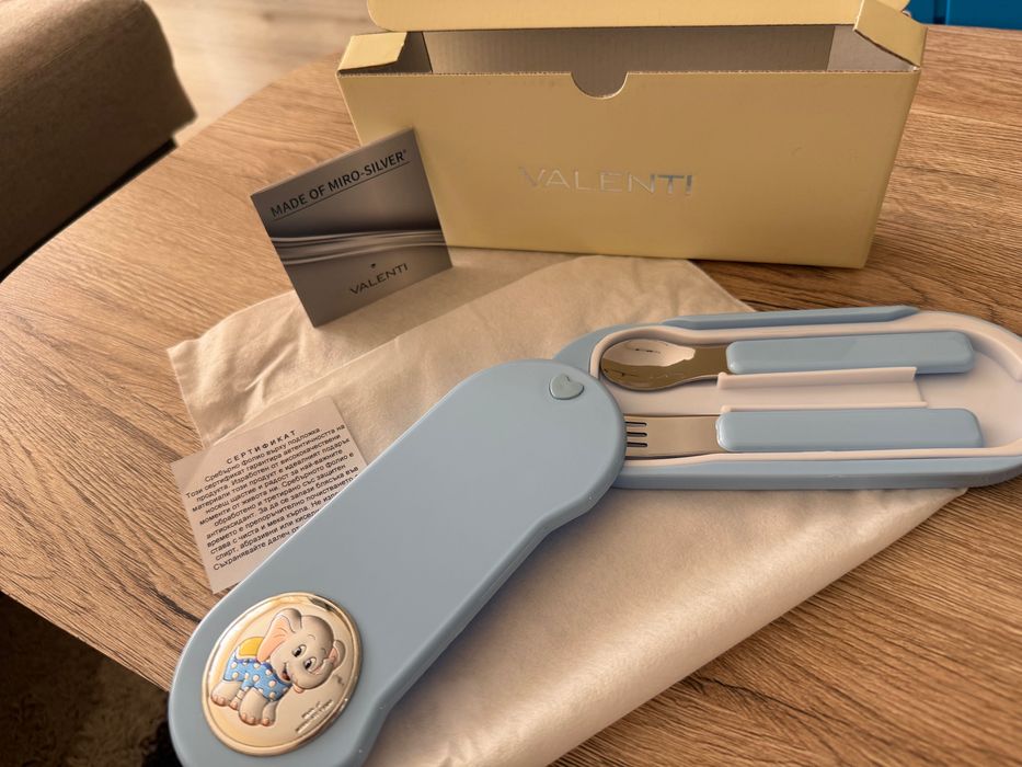 Детски посребрени прибори в кутия