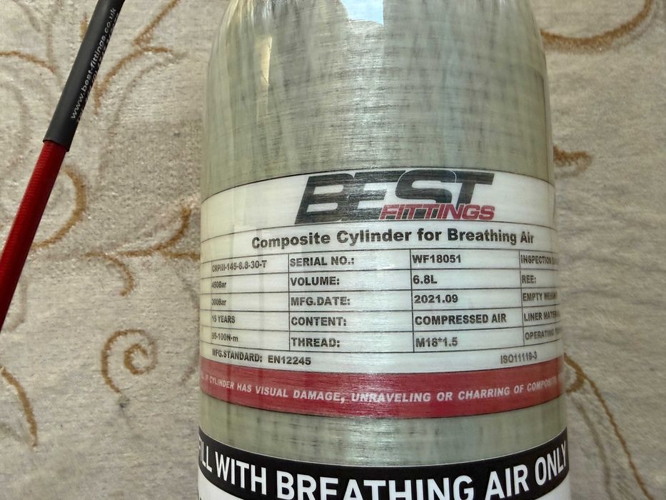 Карбонова водолазна бутилка, 6.8Л