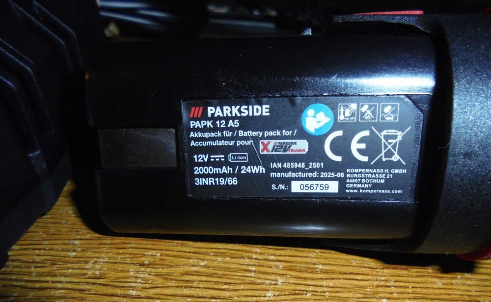 Vand set charger +acumulator 12 V Parkside X12V Team, Performance ,noi