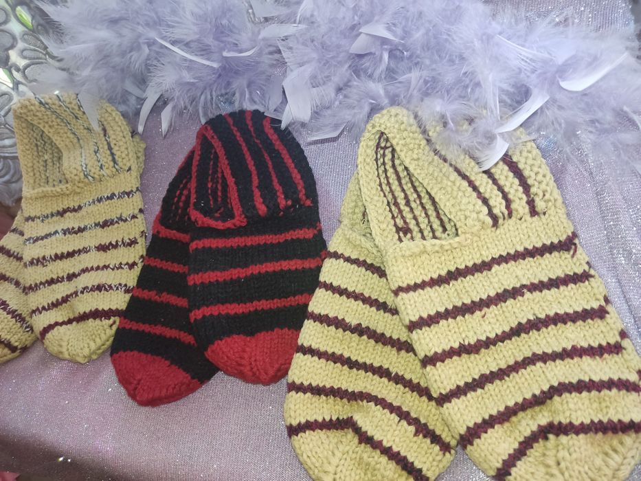 Мужские и женские вязаные тапочки и носки из чистой шерсти