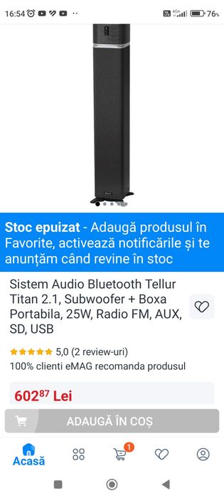 Vand boxa Tellur Titan