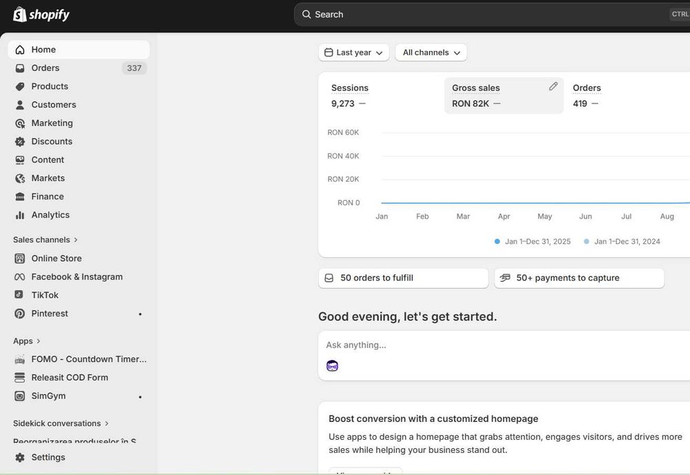 Magazin ONLINE la cheie (Shopify) / Stoc inclus 9000$ / Sistem Complet