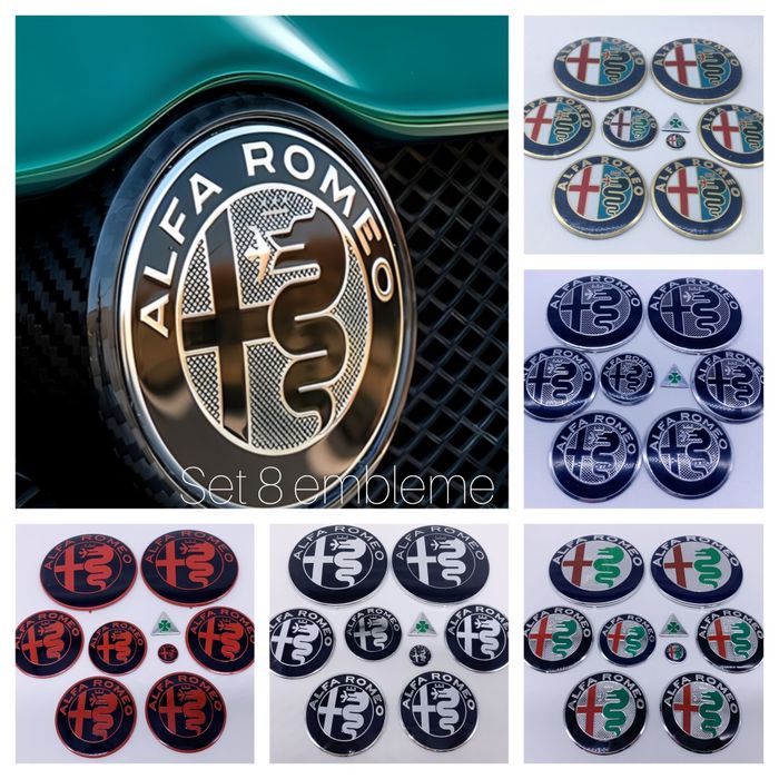 Alfa Romeo - Set embleme si capace - 4 capace pentru jante aliaj