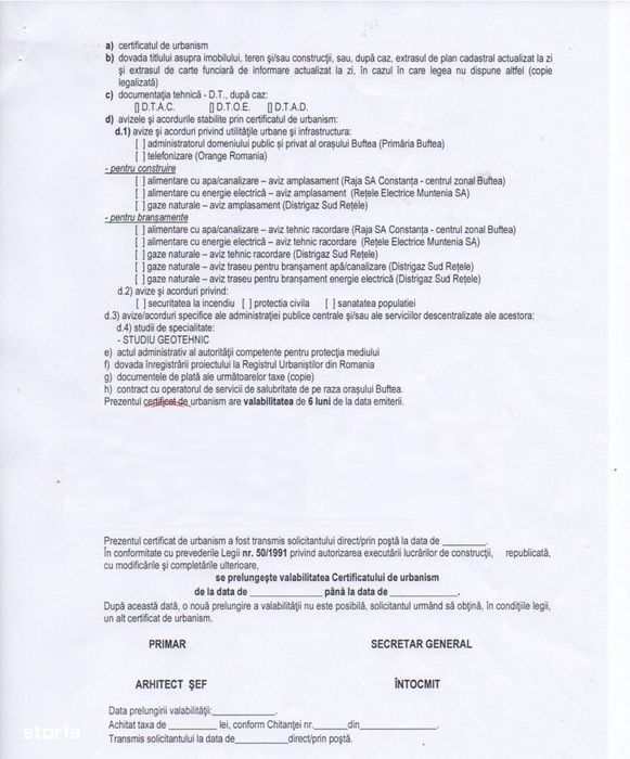 Vanzare teren intravilan imprejmuit 800mp Buftea