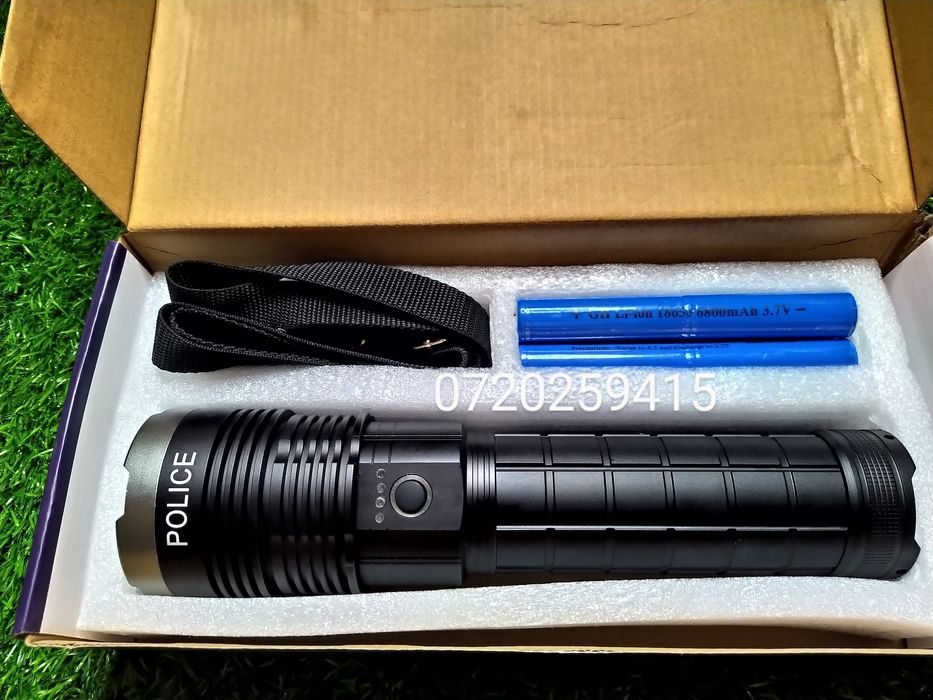 Lanternă Police de Mare Putere + TURBO AK138-1 LED PM60-TG, 8x18650