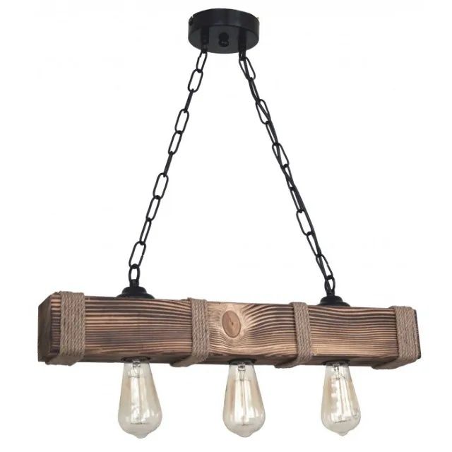 Полилей във винтидж стил от дърво, синджир и въже