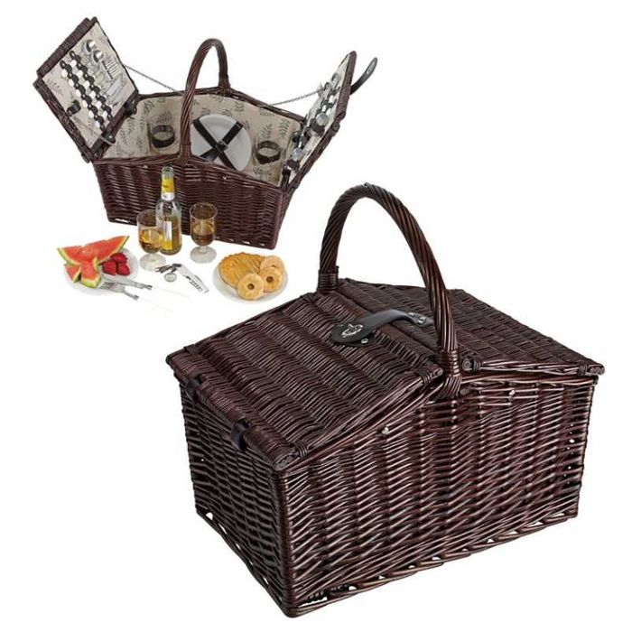 NOU Cos picnic Richmond Park, rachita, 4 persoane, elegant, complet echipat ideal cadou