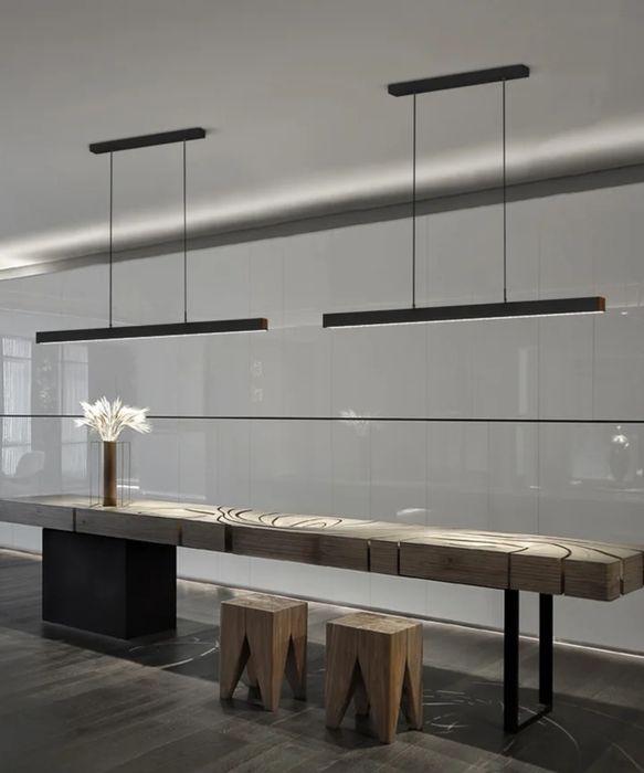 Линейна черна LED лампа 100/120см димируема с дистанционно