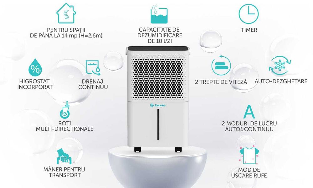 Dezumidificator AlecoAir D10 Junior,10 litri/zi, Uscare Rufe
