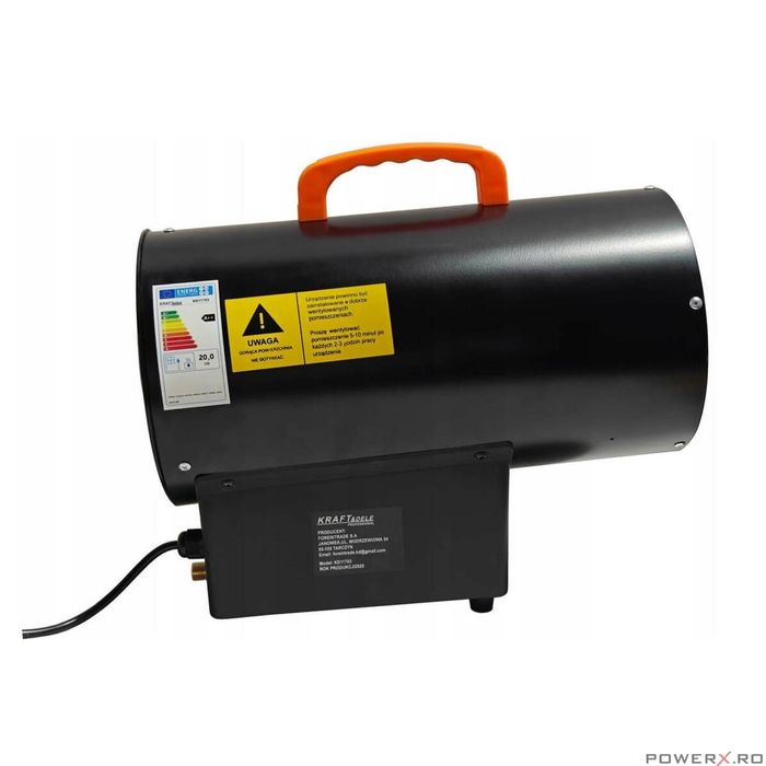 Tun, incalzitor pentru caldura pe gaz cu termostat, 20KW, Kraft