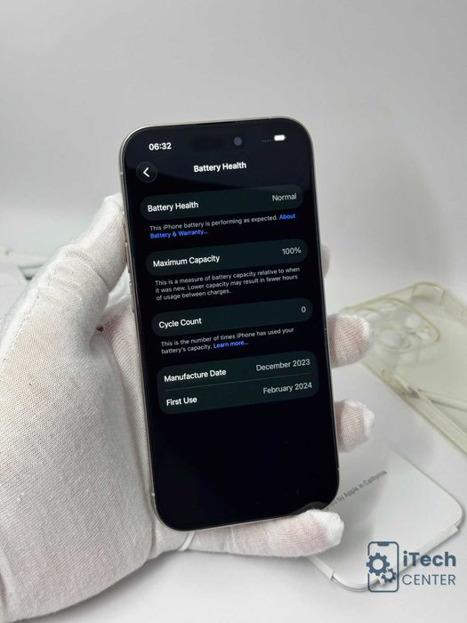 iPhone 15 Pro, 128GB, White, 100% батерия, ОТЛИЧЕН, ГАРАНЦИЯ!