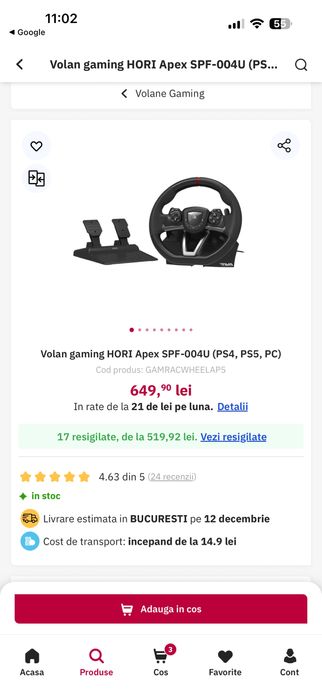 Volan gaming HORI Apex SPF-004U (PS4, PS5, PC)