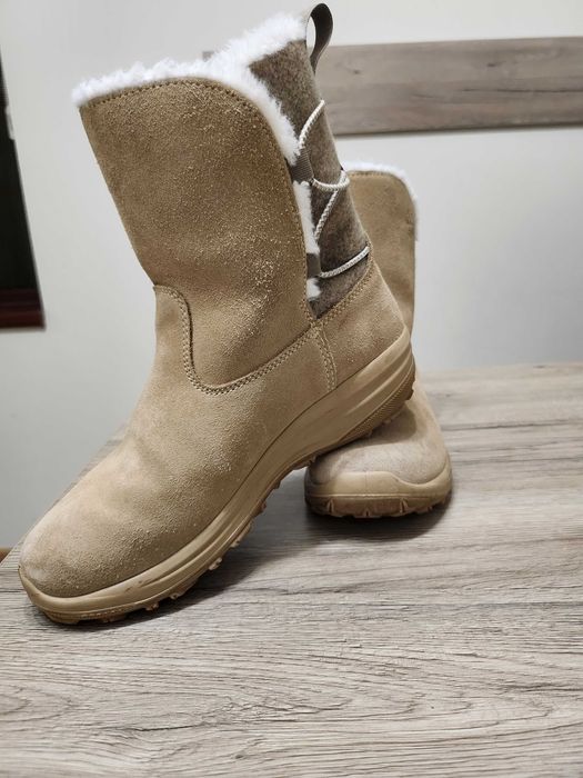 Дамски непромокаеми кожени ботуши за преходи в сняг SH500