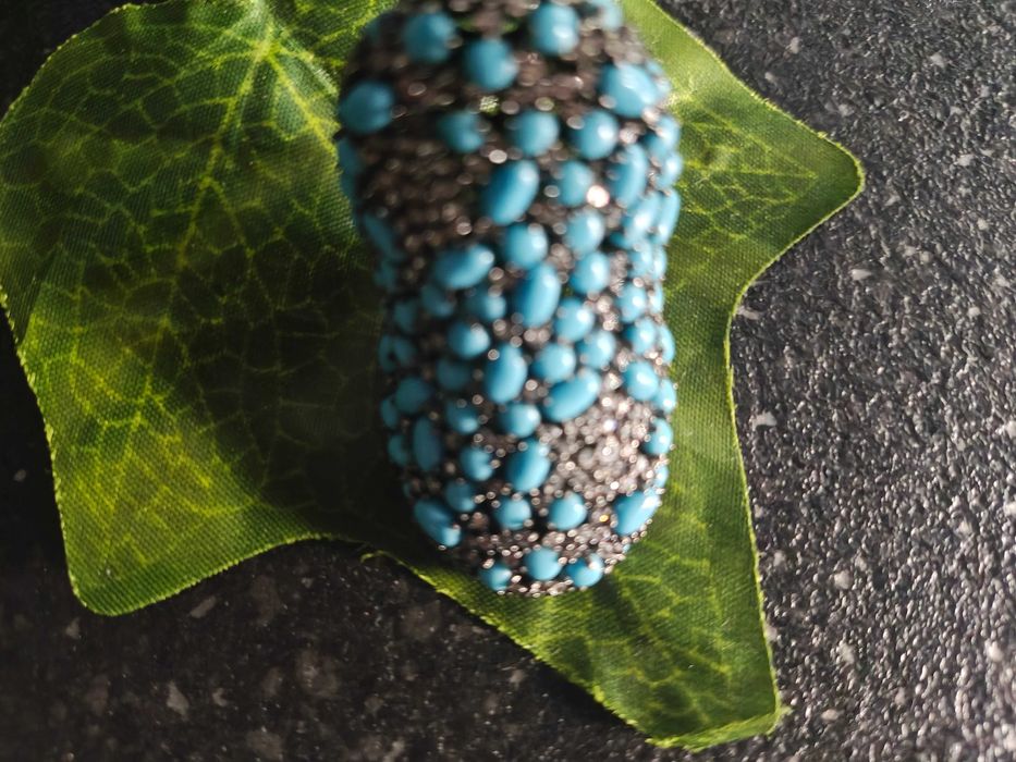 Продавам италиански сребърен пръстен с тюркоаз