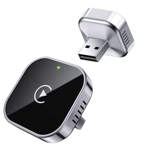 НЕМСКИ Безжичен Адаптер Wireless CarPlay & Android Auto – Plug & Play, Bluetooth 5.0, USB/USB-C + ЛЕД ФЕНЕР