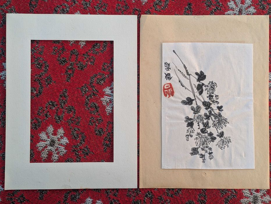Pictură originală tuș pictată manual Japonia / China - Vechime 40+ ani