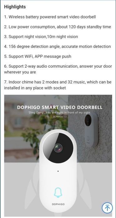 Sonerie video wifi Dophigo