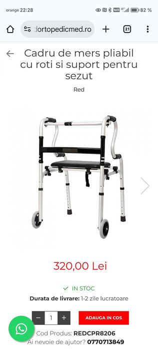 Cadru de mers cu două roți, reglabil și rabatabil, usor